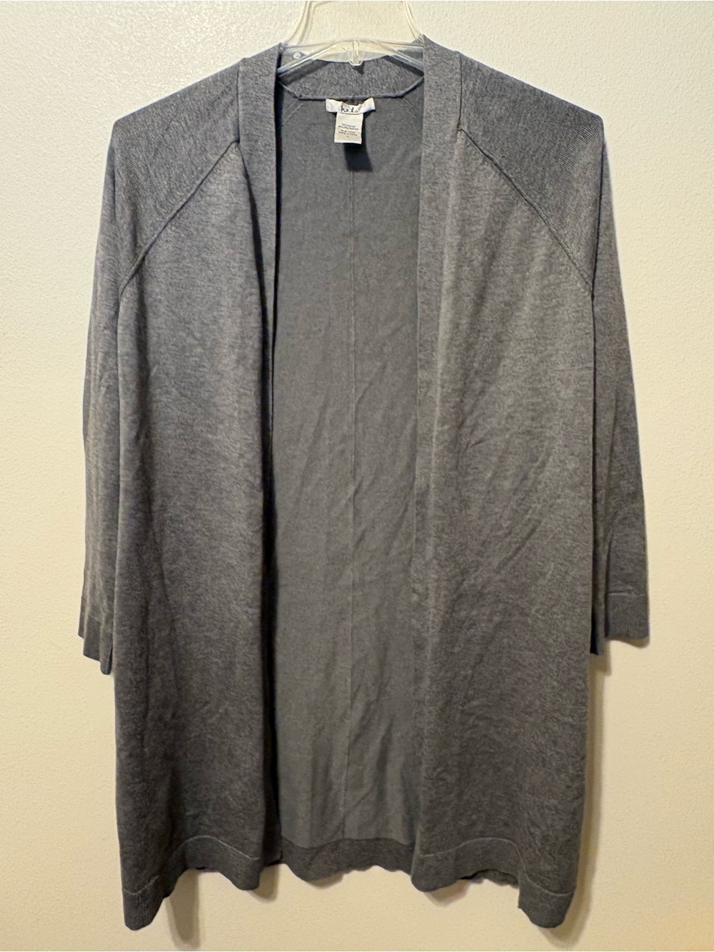 Isela Open-Front Long Gray Cardigan